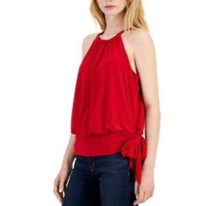 NWT I.N.C international concepts Cherry Red Side tie matte Jersey Top XXL